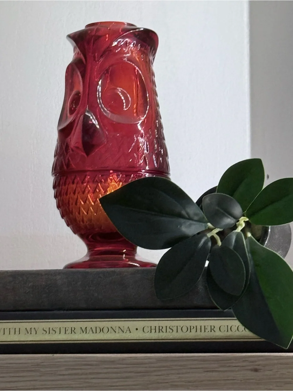 Viking Fairy Glass Owl Red